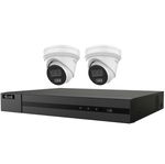 HiLook 2x 6MP 2.8mm AI Fixed Turret Network Camera + 4 Channel PoE Network Video Recorder with 2TB HDD Kit