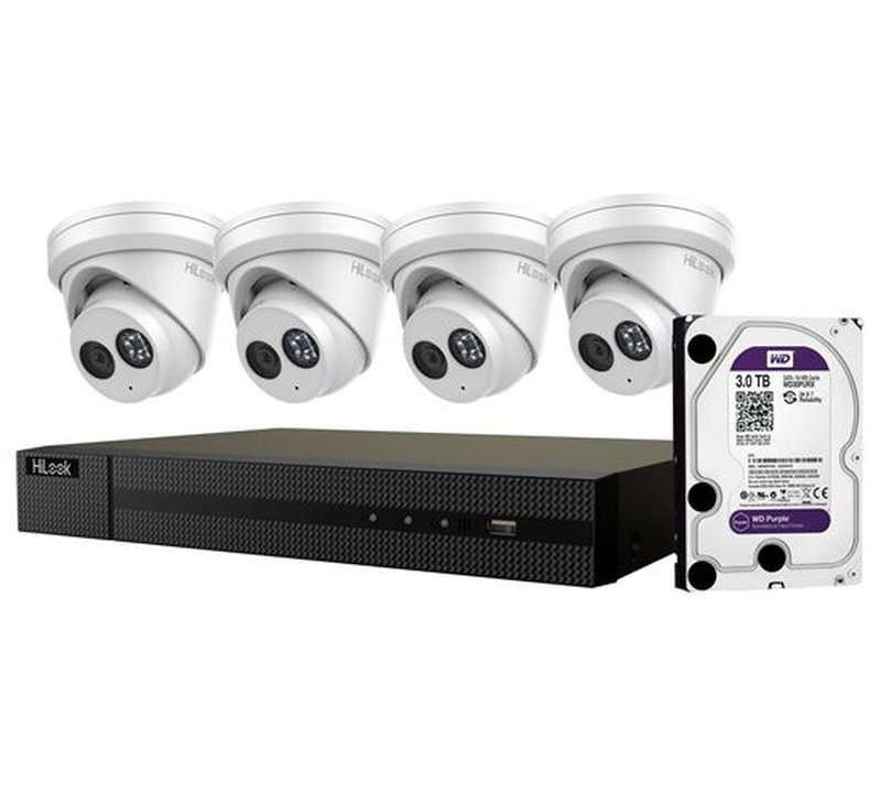 HiLook 6MP 2.8mm 4-Channel Surveillance Camera Kit with 3TB HDD