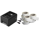 Honeywell PC42E-T Desktop 203DPI USB and Ethernet Thermal Transfer Label Printer - Black + Power Cord & 6x Label Rolls Bundle