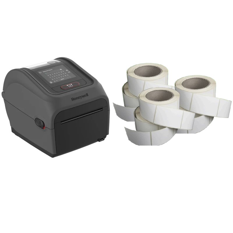 Honeywell PC45D 203DPI Ethernet and Bluetooth Direct Thermal Label Printer + 6x Label Rolls Bundle