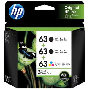 HP 63 Colour/Black Ink Cartridge - 3 Pack