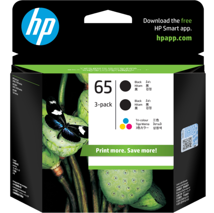 HP 65 Colour/Black Ink Cartridge - 3 Pack