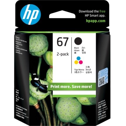 HP 67 Black and Tri-Color Ink Cartridge Combo Pack