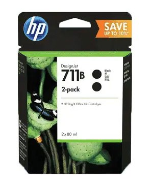 HP 711 Black 80ml Ink Cartridge - 2 Pack