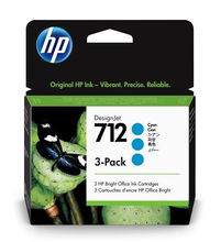 view HP 712 29ml Cyan DesignJet Ink Cartridge - 3 Pack
