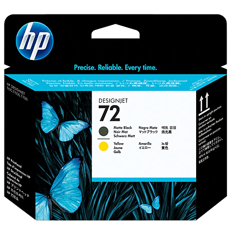 HP 72 Matte Black and Yellow DesignJet Printhead