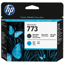 view HP 773 Matte Black and Cyan DesignJet Printhead