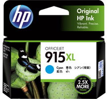 view HP 915XL High Yield Cyan Ink Cartridge