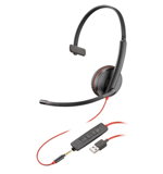 HP Poly Blackwire C3215 USB-A On Ear Wired Mono Headset with Noise Cancelling - Black