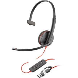 HP Poly Blackwire 3210 USB-C/USB-A Over The Head Wired Mono Headset with Noise Cancelling