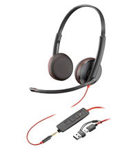 view HP Poly Blackwire 3225 USB Overhead Wired Stereo Headset - Black