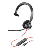 HP Poly Blackwire 3310 UC USB-C On Ear Wired Mono Headset + USB-C/A Adapter