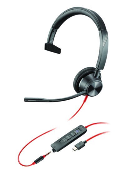HP Poly Blackwire 3315 UC USB-C On Ear Wired Mono Headset - Microsoft Teams Certified
