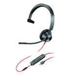 HP Poly Blackwire 3315 USB-C On Ear Wired Mono Headset + 3.5mm Plug & USB-C/A Adapter - Microsoft Teams Certified