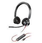 HP Poly Blackwire 3320 UC USB-C On Ear Wired Stereo Headset + USB-C/A Adapter