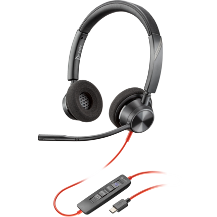 HP Poly Blackwire 3320 USB-C Over The Head Wired Stereo Headset - Certified for MS Teams