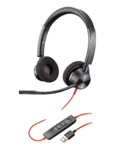 HP Poly Blackwire 3320 USB-A On Ear Wired Stereo Headset - Microsoft Teams Certified