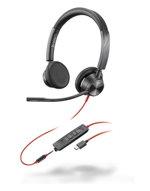 HP Poly Blackwire 3325 UC USB-C On Ear Wired Stereo Headset + 3.5mm Plug & USB-C/A Adapter -  Microsoft Teams Certified