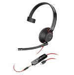 HP Poly Blackwire 5210 USB-C On Ear Wired Mono Headset with 3.5mm Plug + USB-C/A Adapter