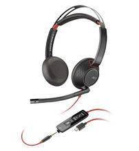 view HP Poly Blackwire 5220 USB Overhead Wired Stereo Headset - Black