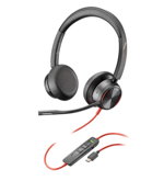 HP Poly Blackwire 8225 UC USB-C On Ear Wired Stereo Headset with Noise Cancelling + USB-C/A Adapter