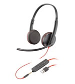 HP Poly Blackwire C3225 USB-A On Ear Wired Stereo Headset with Noise Cancelling - Black