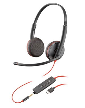 HP Poly Blackwire C3225 USB-C On Ear Wired Stereo Headset - Skype for Business Certified