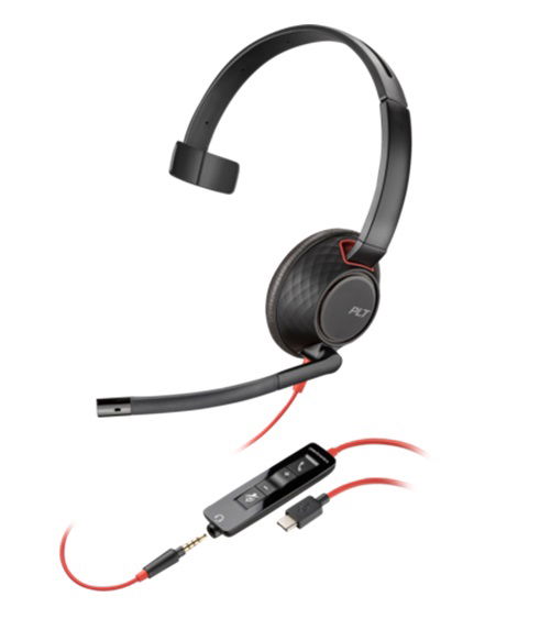 HP Poly Blackwire C5210 USB-C On Ear Wired Mono Headset +Inline Cable - Microsoft Teams and Zoom Certified