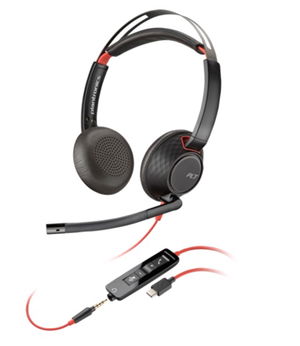 HP Poly Blackwire C5220 USB-C On Ear Wired Stereo Headset with Inline Cable - Microsoft Teams and Zoom Certified