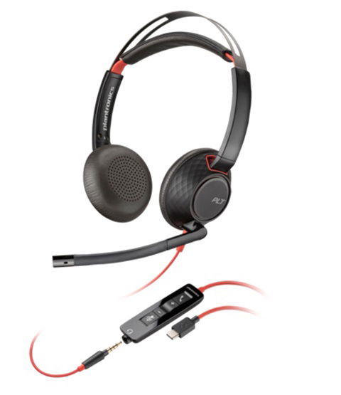 HP Poly Blackwire C5220 USB-C On Ear Wired Stereo Headset with Inline Cable - Microsoft Teams and Zoom Certified