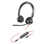 HP Poly Blackwire 3325 UC USB-C On Ear Wired Stereo Headset with 3.5mm Plug + USB-C/A Adapter