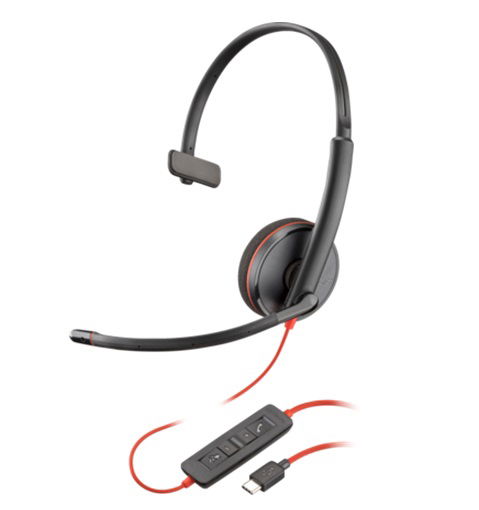 HP Poly Blackwire 3210 USB-C On Ear Wired Mono Headset with Noise Cancelling