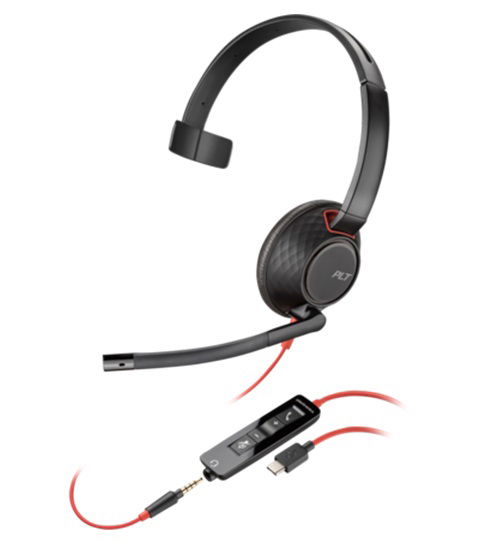 HP Poly Blackwire 5210 USB-C Wired Mono Headset with Noise Cancelling and Inline Cable