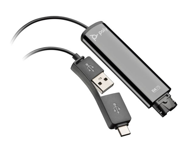 HP Poly DA75 USB-A/C to Quick Disconnect Adapter TAA - Black