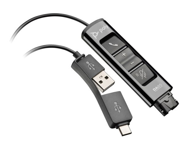 HP Poly DA85 USB-A/C to Quick Disconnect Adapter TAA - Black