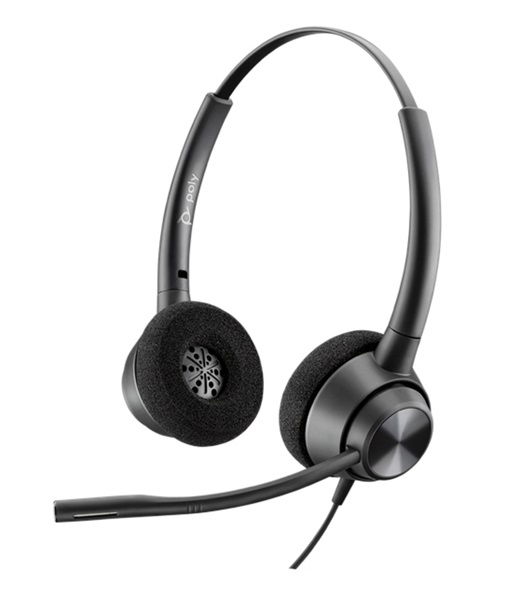 HP Poly EncorePro 320 UC Quick-Disconnect On-Ear Wired Stereo Headset - Skype for Business Certified