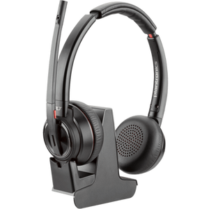 HP Poly Savi 8220 Office DECT Over The Head Wireless Stereo Headset with Noise Cancelling and Charging Stand