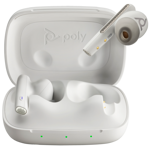 HP Poly Voyager Free 60 Bluetooth In Ear Wireless Stereo Earbuds with Noise Cancelling - White Sand, Certified for MS Teams