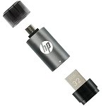 HP X5600B 32GB USB3.2 Flash Drive with Micro-USB Adapter - Black/Grey
