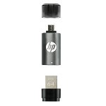 HP X5600B 64GB USB3.2 Flash Drive with Micro-USB Adapter - Black/Grey