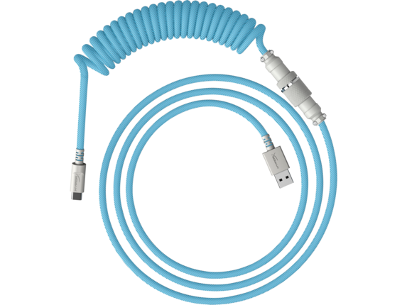 HyperX 5-Pin Aviator Connector USB-C to USB-A Coiled Cable - Blue/White
