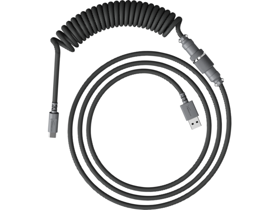 HyperX 5-Pin Aviator Connector USB-C to USB-A Coiled Cable - Grey