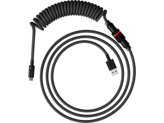 HyperX 5-Pin Aviator Connector USB-C to USB-A Coiled Cable - Grey/Black