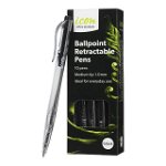 Icon 1.0mm Ballpoint Retractable Pens Black - 10 Pack
