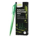 Icon 1.0mm Ballpoint Retractable Pens Green - 10 Pack