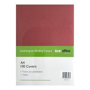 Icon A4 250gsm Binding Covers Red - 100 Pack