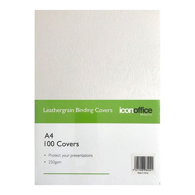 Icon A4 250gsm Binding Covers White - 100 Pack