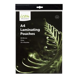Icon A4 80 micron Laminating Pouches Gloss - 25 Pack