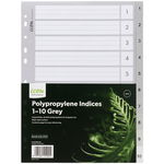 Icon A4 Polypropylene Indices Grey - 10 Tabs