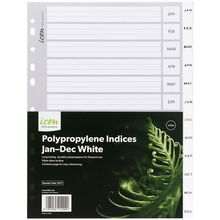view Icon A4 Polypropylene Jan-Dec Indices - White